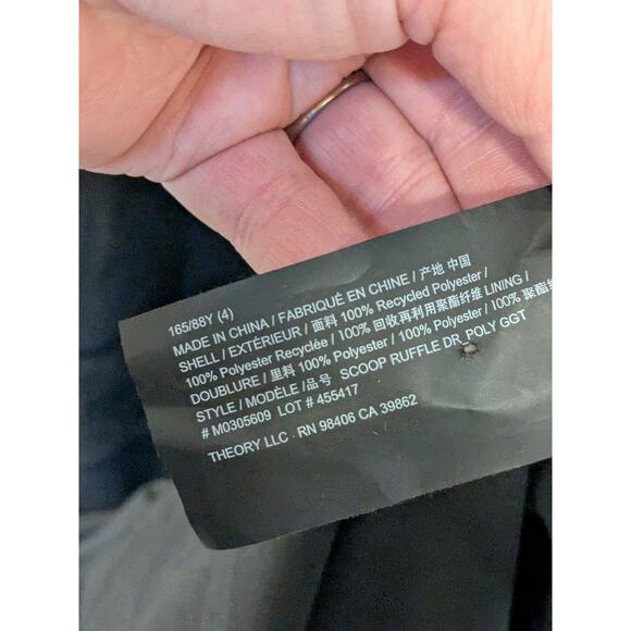 THEORY Women's Size 4 Scoop Ruffle Midi Dress Style M0305609 in Black $375 - Picture 5 of 7